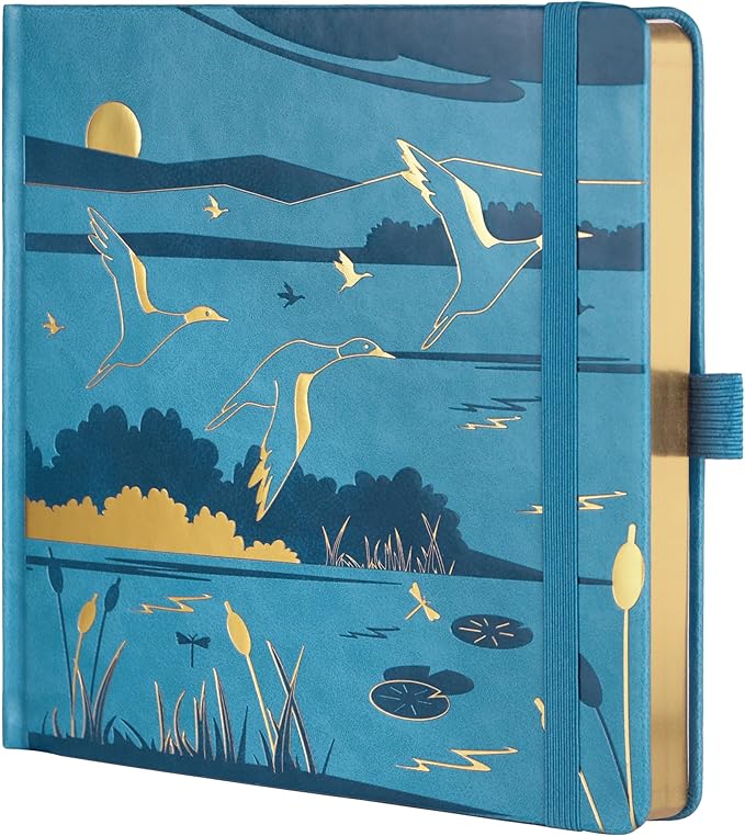 TIEFOSSI Dotted Journal Notebook, Dot Grid Notebook for Women Men, Hardcover PU Leather Journal, 160 GSM Thick Paper, 160 Numbered Pages with Gold Edges, 8 x 8 Square Diary