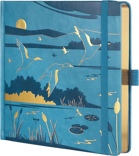 TIEFOSSI Dotted Journal Notebook, Dot Grid Notebook for Women Men, Hardcover PU Leather Journal, 160 GSM Thick Paper, 160 Numbered Pages with Gold Edges, 8 x 8 Square Diary