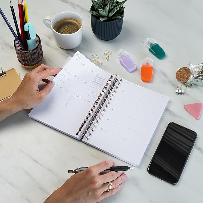 PLANBERRY Weekly Planner – Undated Life Organizer & Budget Planner – Time Management, Goal Setting, To-Do List, Work-Life Balance & Habit Tracker – 6.1″ x 8.1″ (Onyx Black)