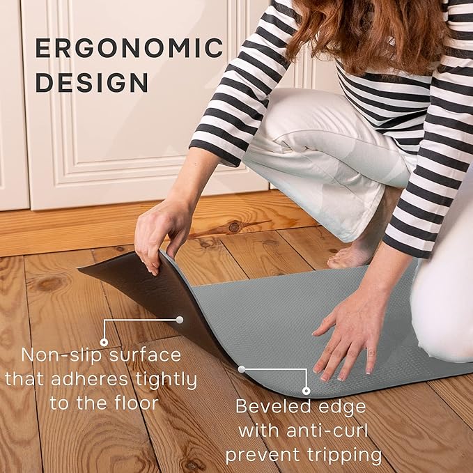 Anti-Fatigue Kitchen Mat – Memory Foam Cushioned Mats for Standing – Zinc Gray, 18×30 in, 0.47 in Thick, Waterproof, Non-Slip – Homergy