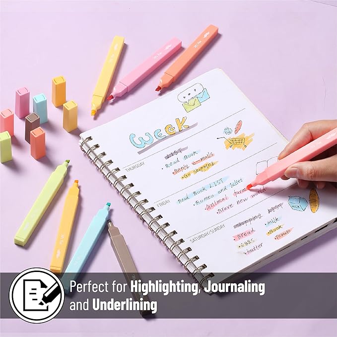 Mr. Pen- Aesthetic Highlighters, 8 pcs, Chisel Tip, Autumn Colors, Cute Highlighters Assorted Colors