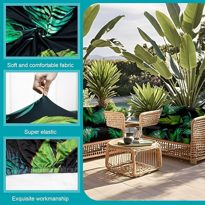 12Pcs Stretch Patio Cushion Covers,Outdoor Couch Covers Replacement,Outdoor Couch & Sofa Slipcovers,for Patio Furniture Cushion Covers,Washable Reusable urniture Protector (Summer,Cover Only)