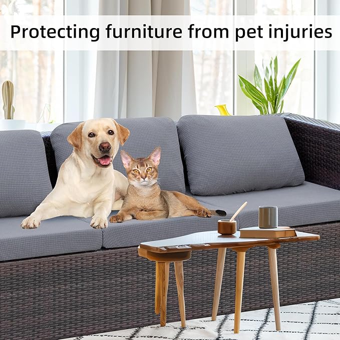 8Pcs Stretch Patio Cushion Covers,Outdoor Couch Covers Replacement,Outdoor Couch & Sofa Slipcovers,for Patio Furniture Cushion Covers,Washable Reusable Furniture Protector (Grey,Cover Only)