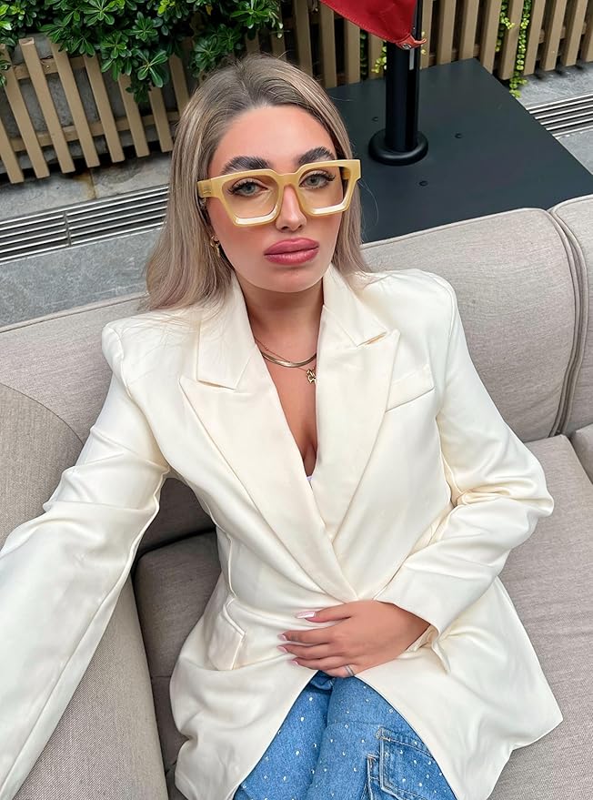 VISOONE Blue Light Blocking Glasses with TR97 Rectangle Frame and Chic Preppy Look for Women Men RIVER