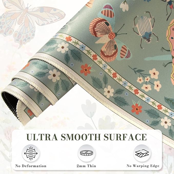 iCasso Green Large Mouse Pad, Desk Matt for Desktop, XXL Desk Mat for Keyboard and Mouse, Anti-Slip Big Mousepad Computer Mat with Stitched Edges