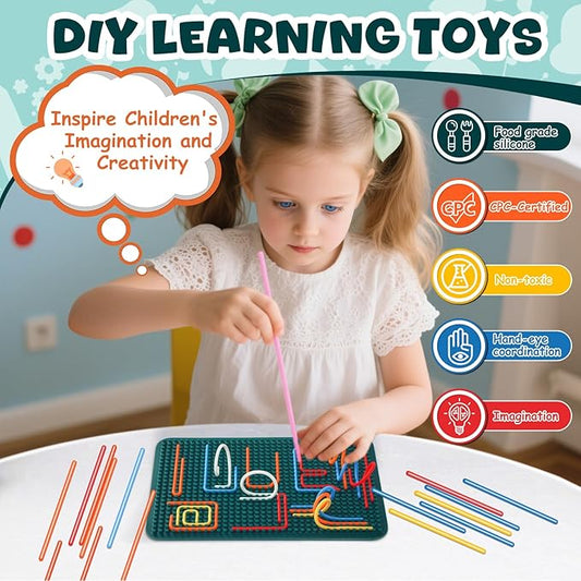 Silicone Sensory Activity Board, 11.6"*7.87" Double-Sided Fidget Toy for Stress Relief, Sensory Toys for Kids with ADHD & Autism, Montessori Travel Toy for Toddler 2 3 4+ Year Old