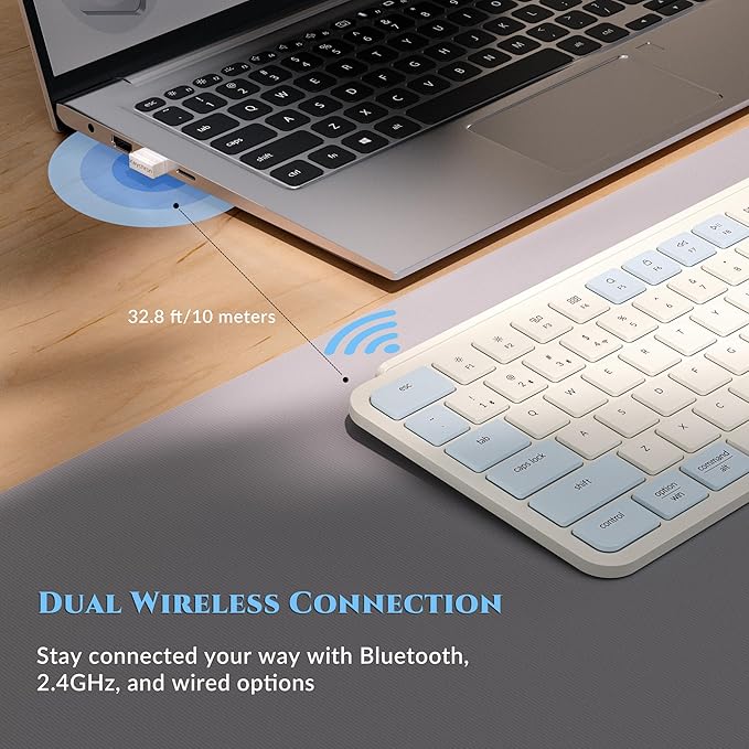 Keychron B6 Pro Ultra-Thin Wireless Keyboard, Full-Size ZMK with Numeric Keypad Quiet Typing, 2.4 GHz/Bluetooth 5.2/Wired Connection Long Battery Life, Compatible with Mac Windows Linux - Retro Blue