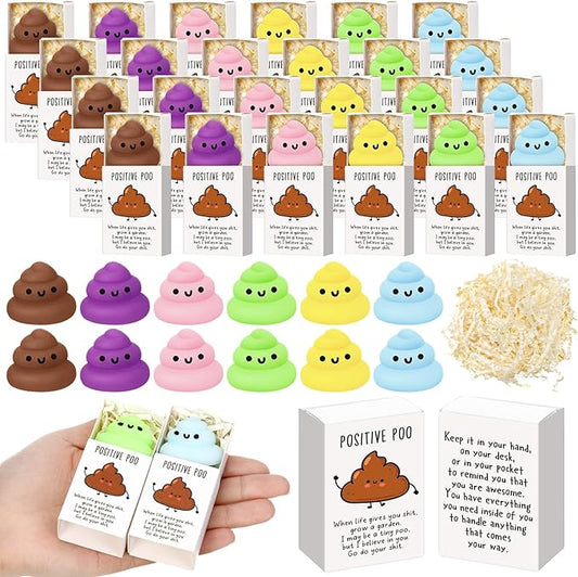 Wettarn 12 Sets Poo Gifts Positive Cute Stress Balls with Support Gift Boxes Funny Poop Party Favors for Employee Coworker Friends Office Inspirational Relief Toys