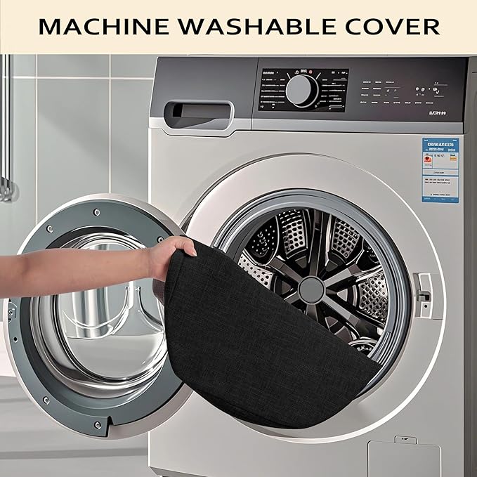 ELFJOY Chair Cushions for Dining Chairs Kitchen Chair Cushions U Shape Non Slip Chair Pads Set of 4 Seat Cushions with Ties Indoor 16.7" x 16" Black