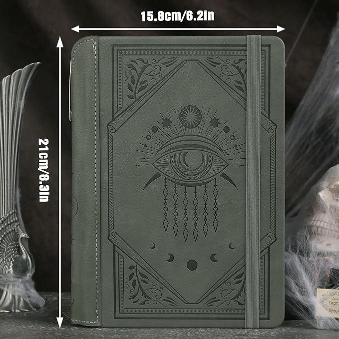 TIEFOSSI Lined Journal Notebook for Women Men, Leather Journal with Pen, A5 Evil Eye Hardcover Notebook for Work, Journaling, Travel & School, 100 GSM Thick Paper, 320 Numbered Pages, 6.2 x 8.3 in