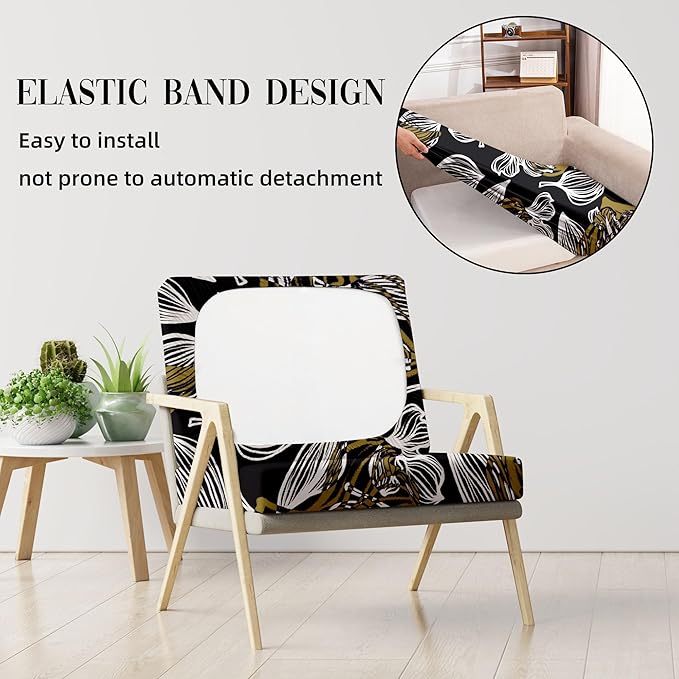 8Pcs Stretch Patio Cushion Covers Outdoor Cushion Cover, Jacquard Stretch Cushion Covers, Cover Replacement, Outdoor Sofa Covers, Washable Furniture Couch Cushion Cover (Herbal)