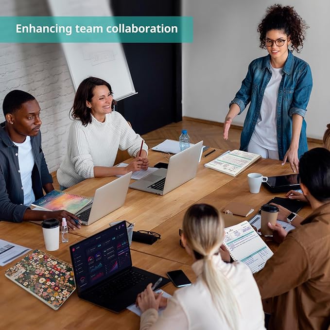 Taja Meeting Notebook for Work Organization, Aesthetic Meeting Minutes Notebook for Work, Event Project Agenda Planner Organizer, Perfect for Office School Business Supplies, 6.9" X 9.7" - Garden