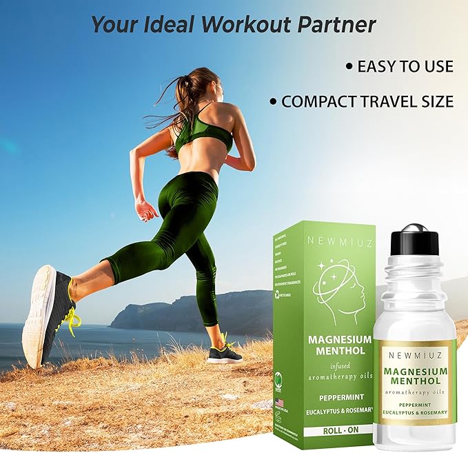 Magnesium Menthol Migraine Roll on Stick - Natural Fast Acting & Cooling Relief Peppermint Eucalyptus Aromatherapy Essential Oils for Headaches Sinus - Perfect Selfcare Gift Stocking Stuffers