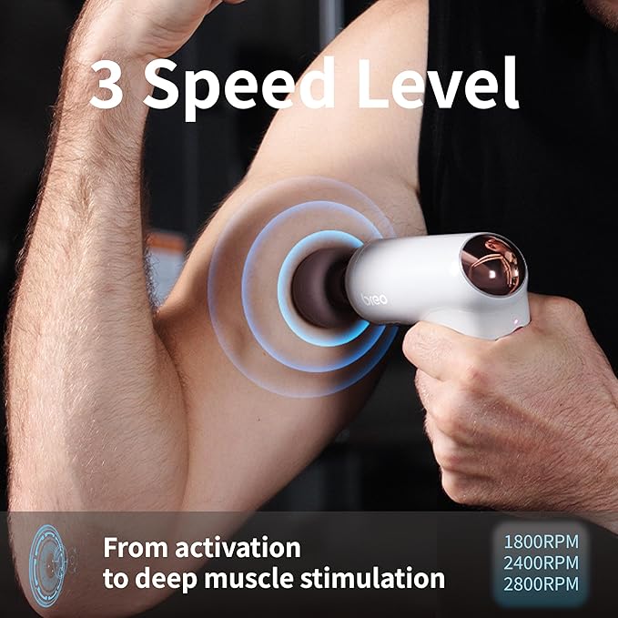 Breo Lucky 7 Massage Gun with Heat, Deep Tissue Muscle Massager, Stimulator, Body Relaxation, Low Noise for Recovery, Sports