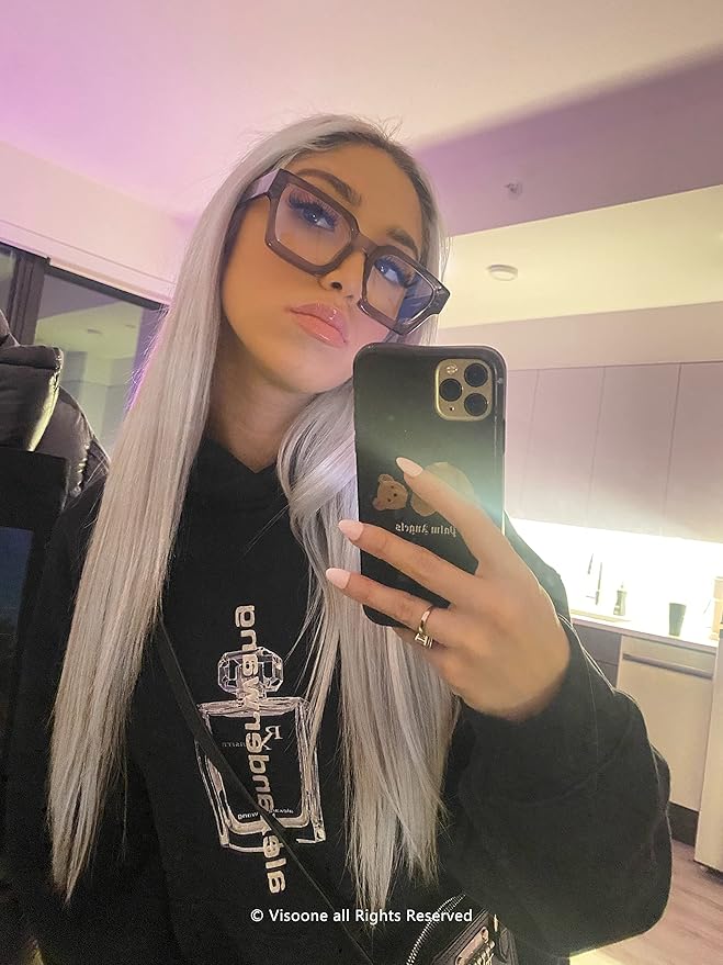 VISOONE Blue Light Blocking Glasses with TR90 Rectangle Frame and Chic Preppy Look for Women Men RIVER