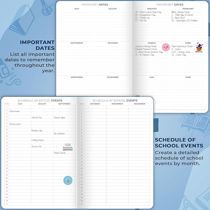 Clever Fox Teacher Planner – School Year Planner with Calendars & Lesson Plans – Teacher Plan Book for Classroom & Homeschool Organization - Undated, A5 Size, Hardcover (Mystic Blue)