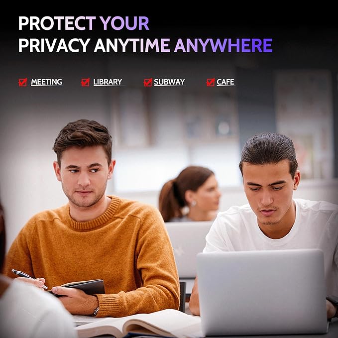 Privacy Screen for MacBook Pro 13 In (2016-2022, M1, M2) & MacBook Air 13 Inch (2018-2021, M1), MagicSuction™ Removable Anti Spy Black Protector, Glare Blue Light Filter for Mac Laptop Computer