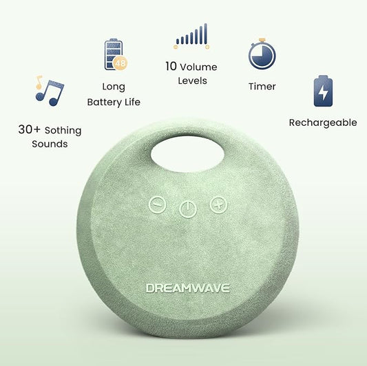 Dekala Dream Waver White Noise Sound Machine Baby Sleep Soother - 30+ Noise Nature Sounds, Portable Travel Noise Maker, 36h Rechargeable Battery, 10 Volumes & 4 Timer for Baby Adult
