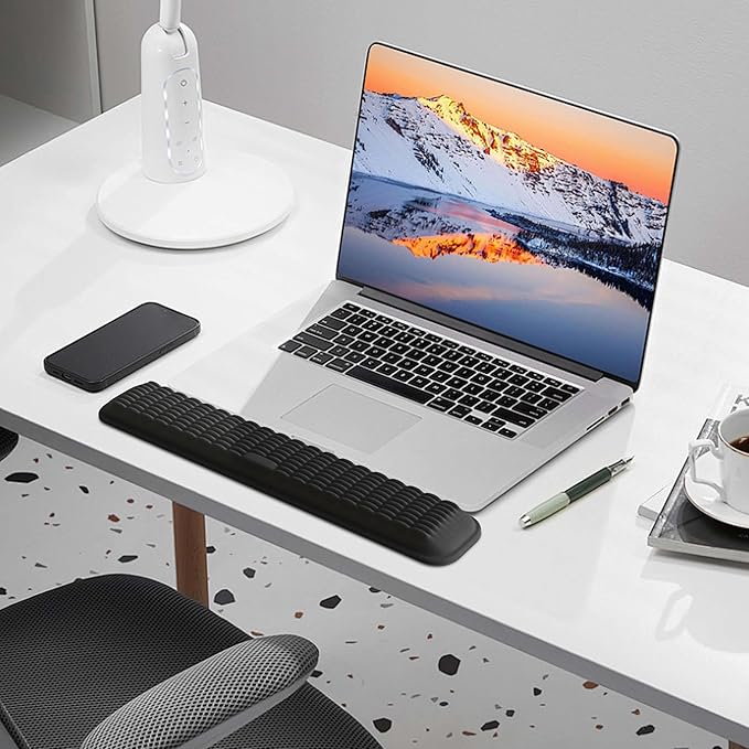 Mekass TKL Keyboard Wrist Rest, Super Soft Memory Foam Ergonomic Computer Wrist Support Pad, Comfortable Desk Wrist Cushion, Laptop Keyboard Hand Rest for Wrists Pain Office Gaming Typing (Light Grey)