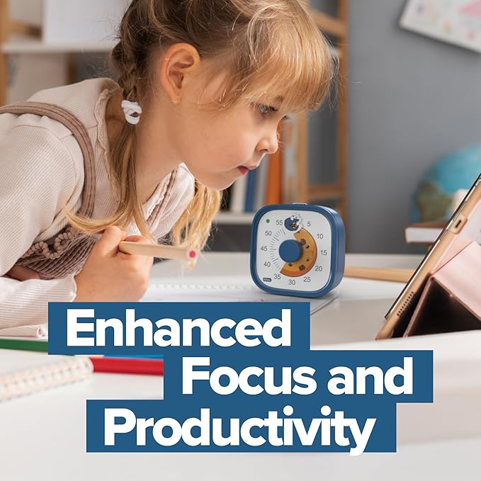 Visual Timer for Kids – Cookie Monster Clock - Silent Time Management – 60 Minute Countdown – Focus and Productivity Tool – for Classroom, Toddlers, Study, Toothbrush – Fun Design – Adjustable Alarms