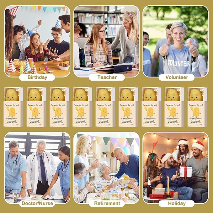 Wettarn 24 Sets Potato Support Gifts Cute Stress Balls with Gift Boxes Inspirational Party Favors for Employee Coworker Friends Office Positive Relief Toys