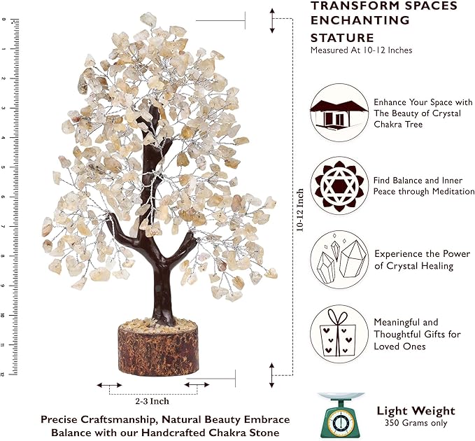 FASHIONZAADI Citrine Crystal, Reiki Tree, Artificial Tree, Citrine Stone, Spiritual Decor, Living Room Decor, Money Tree, Meditation Gifts, Citrine Crystal