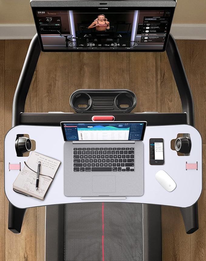 Treadmill Desk Attachment,Peleton Tread Tray Accessories Laptop Stand with Tablet Holder and Edge Protector,Treadmill Workstation for Home/Office