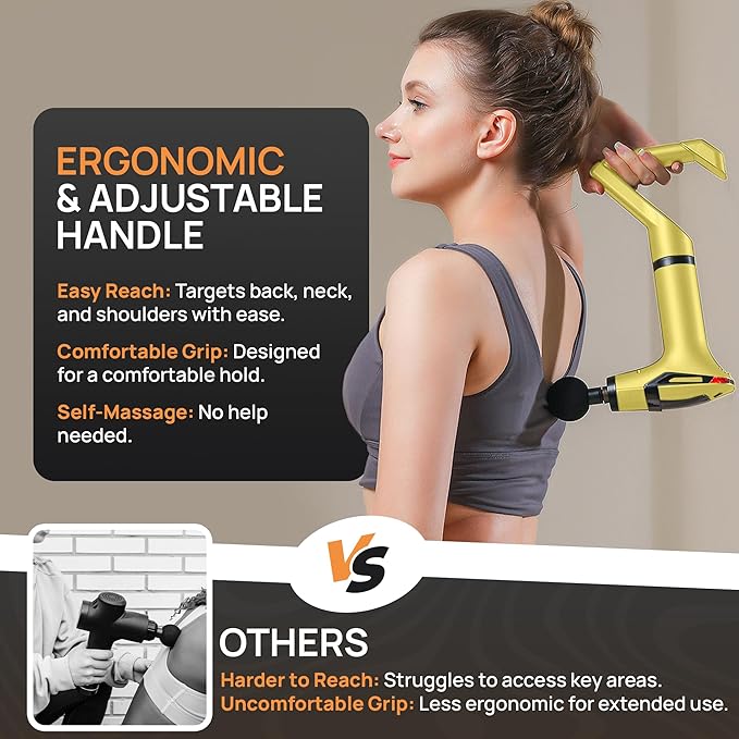 Massage Gun Deep Tissue with Muscle Massager Belt for Relaxation with Extended Handle 3-In-1 Back Massager for Pain Relief, 12 Speed Levels & 4 Replaceable Heads for Athletes, Gym Recovery and Seniors