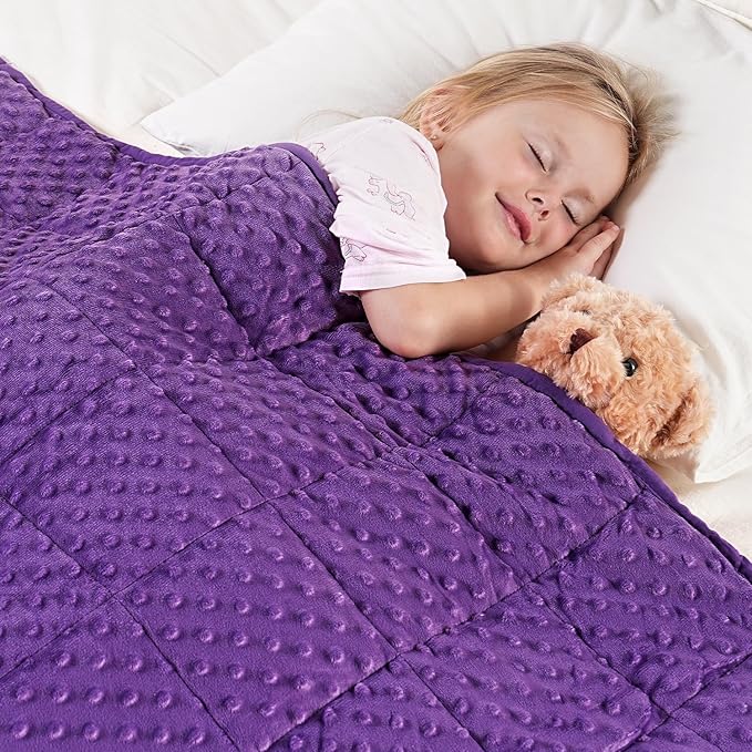 Kivik Weighted Blanket 5 Pounds, Cooling Soft Minky Dotted Heavy Blankets Throw for Better Relaxing & Sleeping, Machine Washable, 36 x 48 Inches, Purple