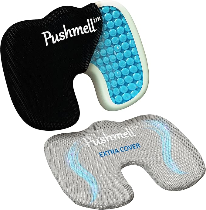 Gel & Memory Foam Seat Cushion for Tailbone & Sciatica Pain Relief – Ergonomic Office Chair & Car Seat Cushion – Chair Cushions for Desk & Home – Includes Bonus Extra Cover