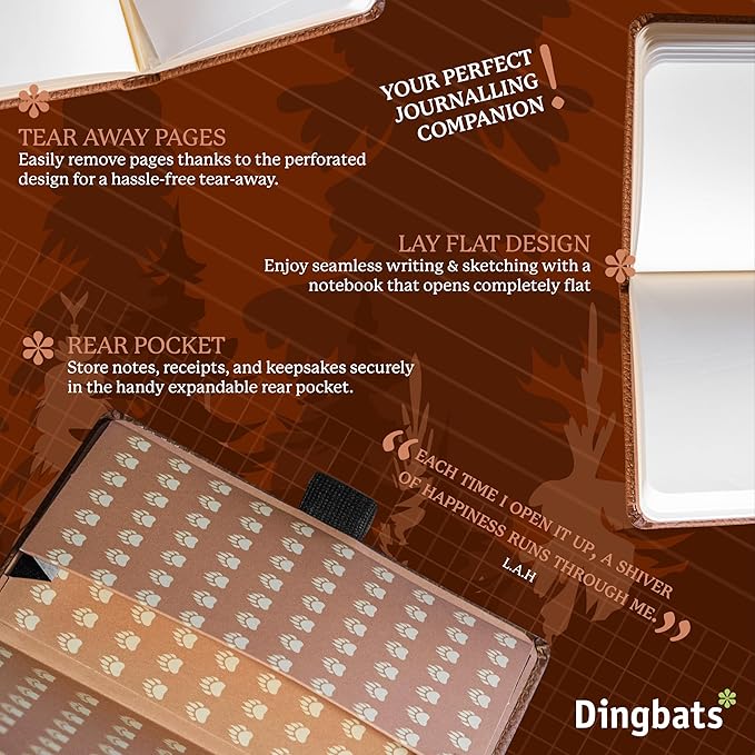 Dingbats* Wildlife A6 Plain Pocket Notebook - PU Leather Hardcover - Small Writing Journal for Work, Travel - Pocket, Elastic Closure, Bookmark