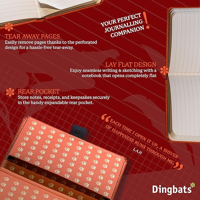 Dingbats* Wildlife A6 Plain Pocket Notebook - PU Leather Hardcover - Small Writing Journal for Work, Travel - Pocket, Elastic Closure, Bookmark