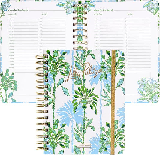Lilly Pulitzer Undated To Do Planner, Hardcover Daily Planner, Personal Organizer with Hourly Schedules and Notes Pages (Swayin in the Breeze)