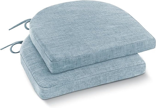 Chair Cushions for Dining Chairs with Ties and Removable Cover, Dining Kitchen Chair Pads with Non-Slip Bottom, High-Resilience Indoor Seat Cushions, 16'' x 16'' x 2'', Set of 2, Light Blue