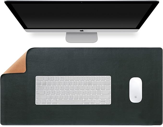 Large Leather Mouse Pad for Desk, 30.3" x 14.4" Desk Mat, Non-Slip Pu Leather Office Home Desk Mat, Waterproof Desk Pad for Keyboard and Mouse, Laptop, Writing, Desk Accessories (Dark Grey)