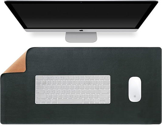 Large Leather Mouse Pad for Desk, 30.3" x 14.4" Desk Mat, Non-Slip Pu Leather Office Home Desk Mat, Waterproof Desk Pad for Keyboard and Mouse, Laptop, Writing, Desk Accessories (Dark Grey)