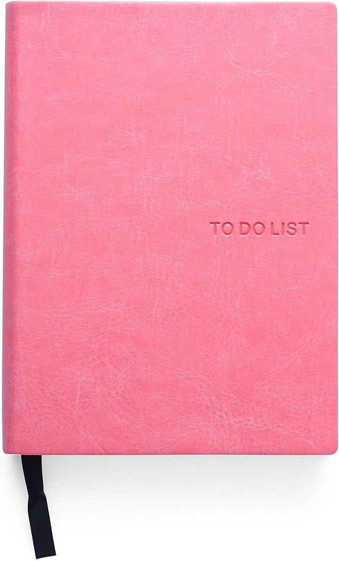 Daily to Do Checklist Notebook, Task Management, Organizer Planner, Hardcover, Ribbon Bookmark, 5.8 x 8.3”, A5 size, 110 Sheets (Pink)
