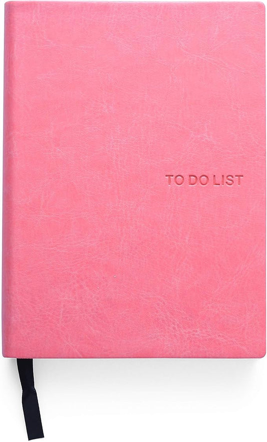 Daily to Do Checklist Notebook, Task Management, Organizer Planner, Hardcover, Ribbon Bookmark, 5.8 x 8.3”, A5 size, 110 Sheets (Pink)