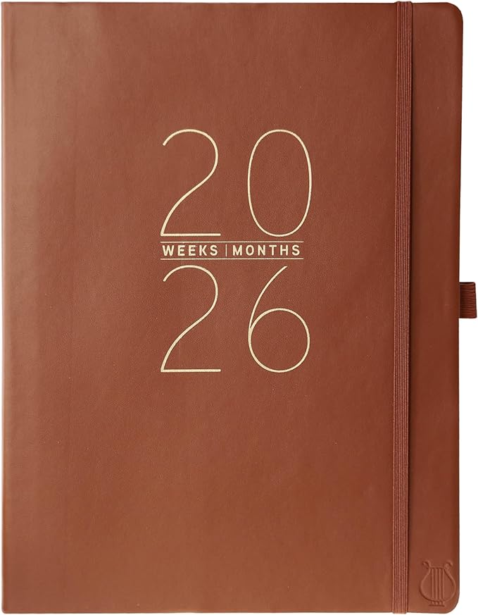 Graphique 2026 Apollo Business Planner | 18 Month Organizer, July 2025 - Dec. 2026 | Weekly & Monthly Spreads | To-Do List & Note Pages | Pen Loop | Vegan Leather | Classic Brown | 8” x 10”