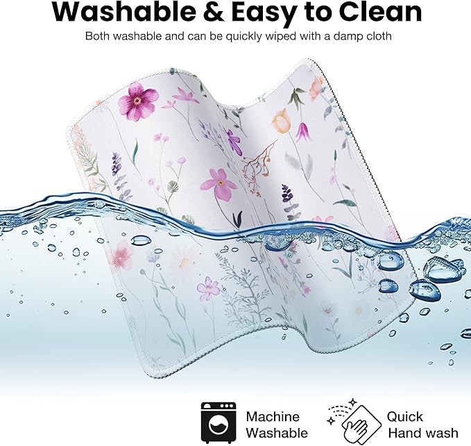 ALOANES Waterproof Mouse Pad with Stitched Edge, Premium-Textured Mouse Mat, Non-Slip Rubber Base Mousepad for Laptop, Computer & PC, Desk Mat for Gamer, Office & Home, Floral