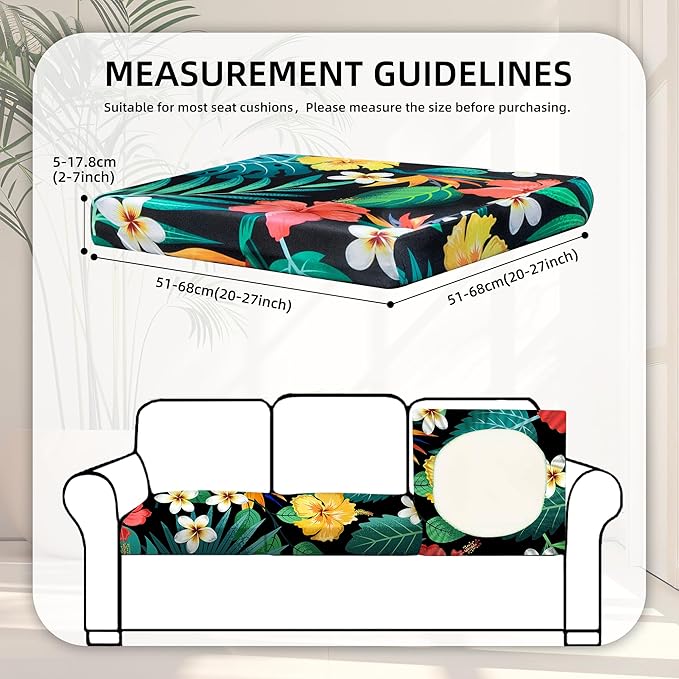 8Pcs Stretch Patio Cushion Covers,Outdoor Couch Covers Replacement,Outdoor Couch & Sofa Slipcovers,for Patio Furniture Cushion Covers,Washable Reusable Furniture Protector (Floral Leaf,Cover Only)