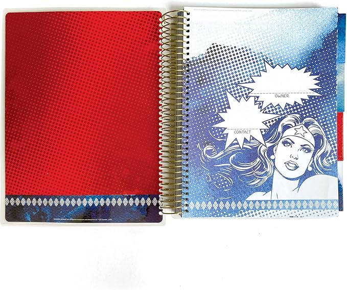 Paper House Productions DC Comics Wonder Woman 12 Month Undated Planner Set with Month and Event Flag Stickers and More!