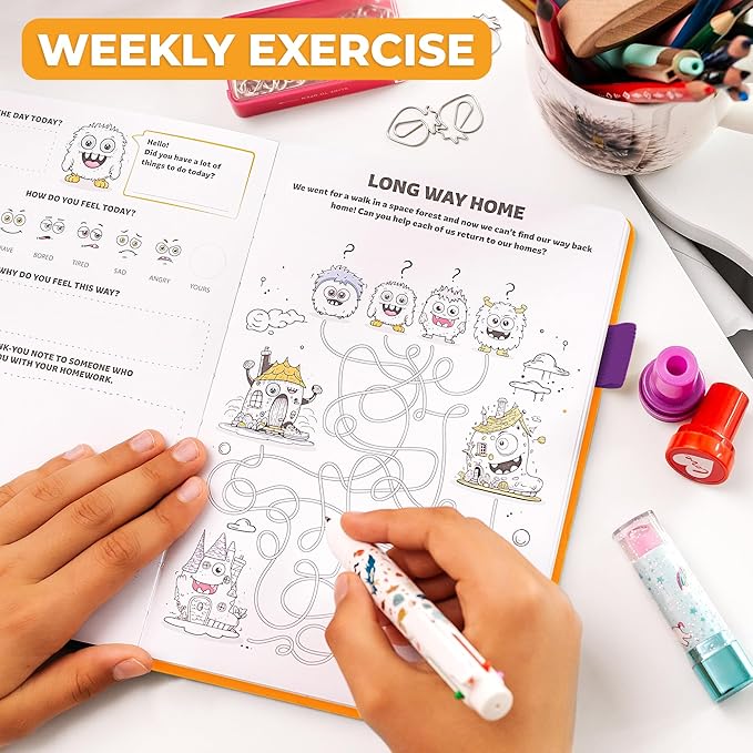 Clever Fox Kids’ Journal – Daily Feelings & Gratitude Notebook for 8+ Children – Child’s Planner & Mood Tracker for Journaling & Writing (Orange)