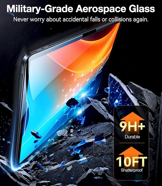 TORRAS for iPad Pro 11 Inch Screen Protector M4 2024, Military Grade Shatterproof, TOP 9H+ Tempered Glass, One-Pull Installation, Anti-Scratch, Bubble Free, Apple Pencil Compatible, HD Clarity