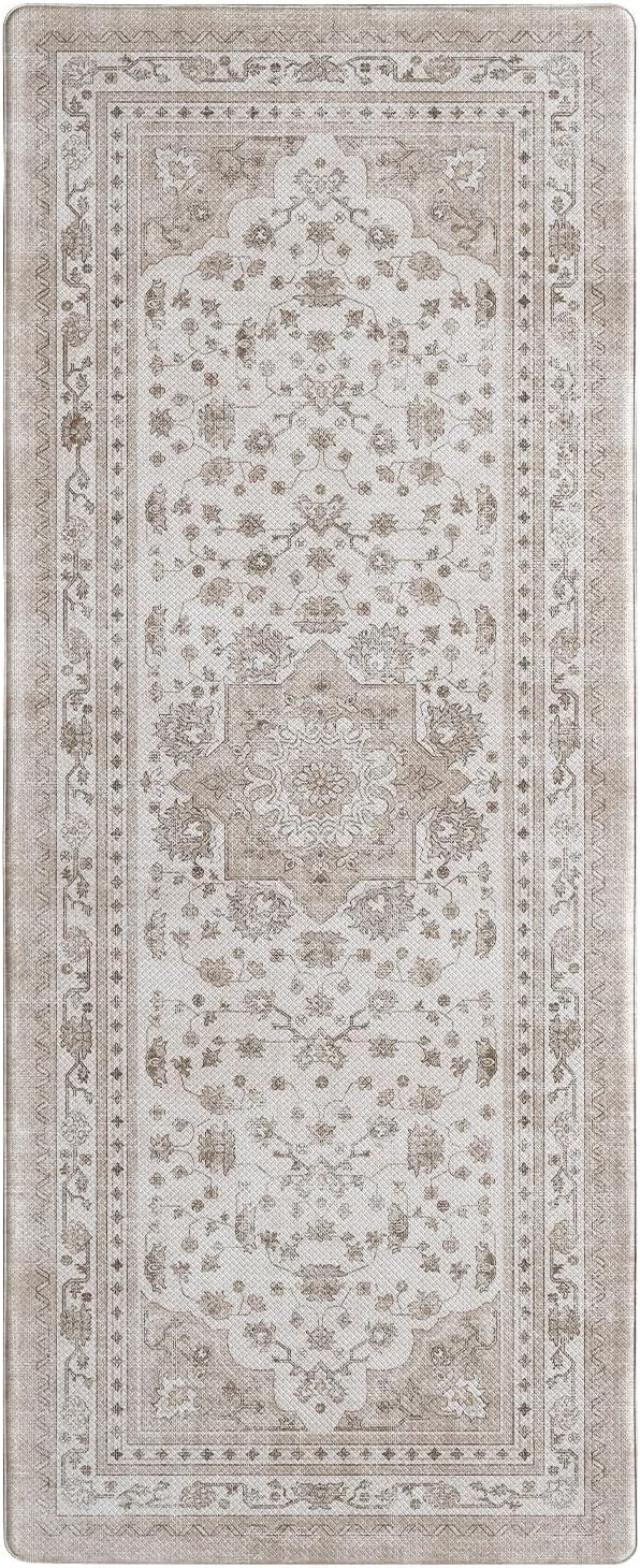 Color&Geometry Kitchen Floor Mats Anti Fatigue, Cushioned Boho Rugs,Waterproof Non Slip Kitchen Runner for Sink, Standing Mats for Office,24"x87",Warm Grey