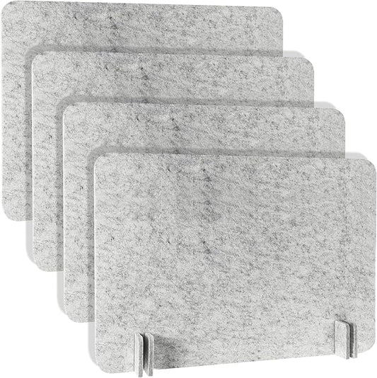 Desk Privacy Panel, 4 Pcs Felt Divider for Office or Classroom Gray Stone Texture, Noise Reduction, Easy Assembly, Ideal for Students and Professionals