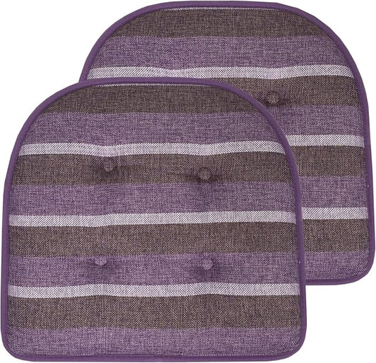 Sweet Home Collection Chair Cushion Memory Foam Pads Tufted Slip Non Skid Rubber Back U-Shaped 17" x 16" Seat Cover, 2 Count (Pack of 1), Bradford Purple