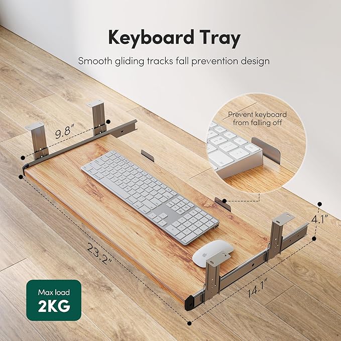 FEZIBO Standing Desk with Keyboard Tray, 60 x 24 Inch Adjustable Height Sit Stand Desk with Memory Presets for Home Office, Ergonomic Computer Workstation, Light Rustic