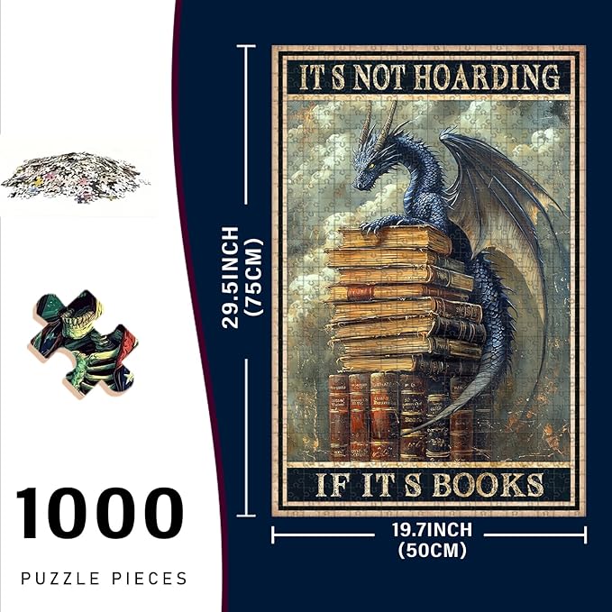 1000 Piece Difficult Wooden Jigsaw Puzzle is Not Hoarding If It's A Book Adults Kids Parent Child Educational Stress Relief Learning Toy 29.5x19.7 Inch