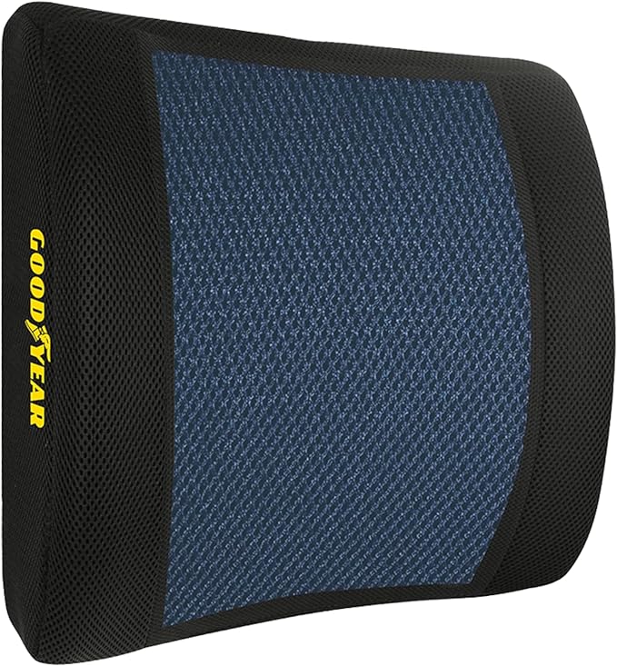 Goodyear Ergonomic Lumbar Support Pillow – Gel-Infused Cushion for Office Chairs and Car Seats, Premium Lower Back Support for Pain Relief and All-Day Comfort - Black